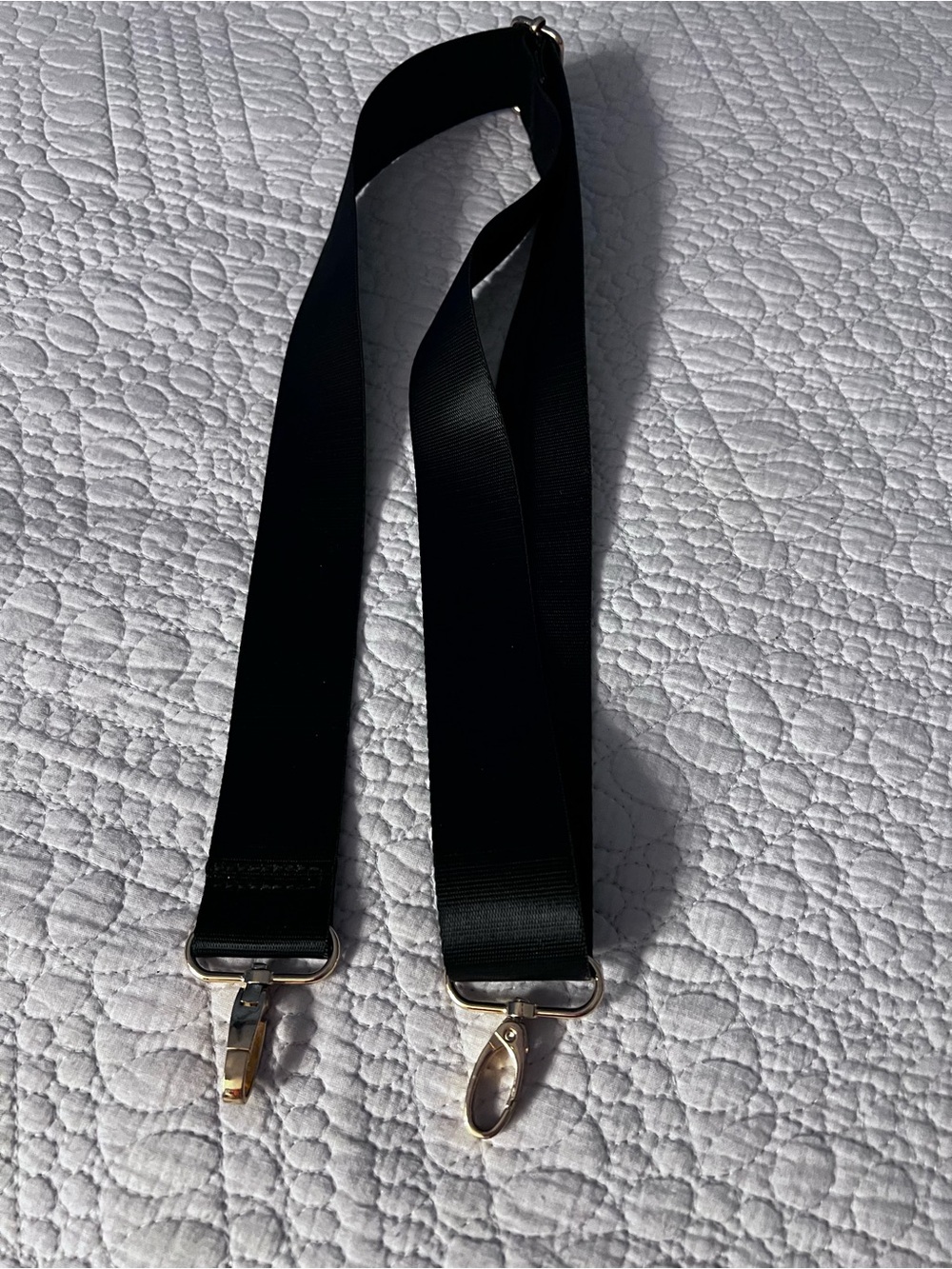 Wide Black Replacement Strap with Gold Clips